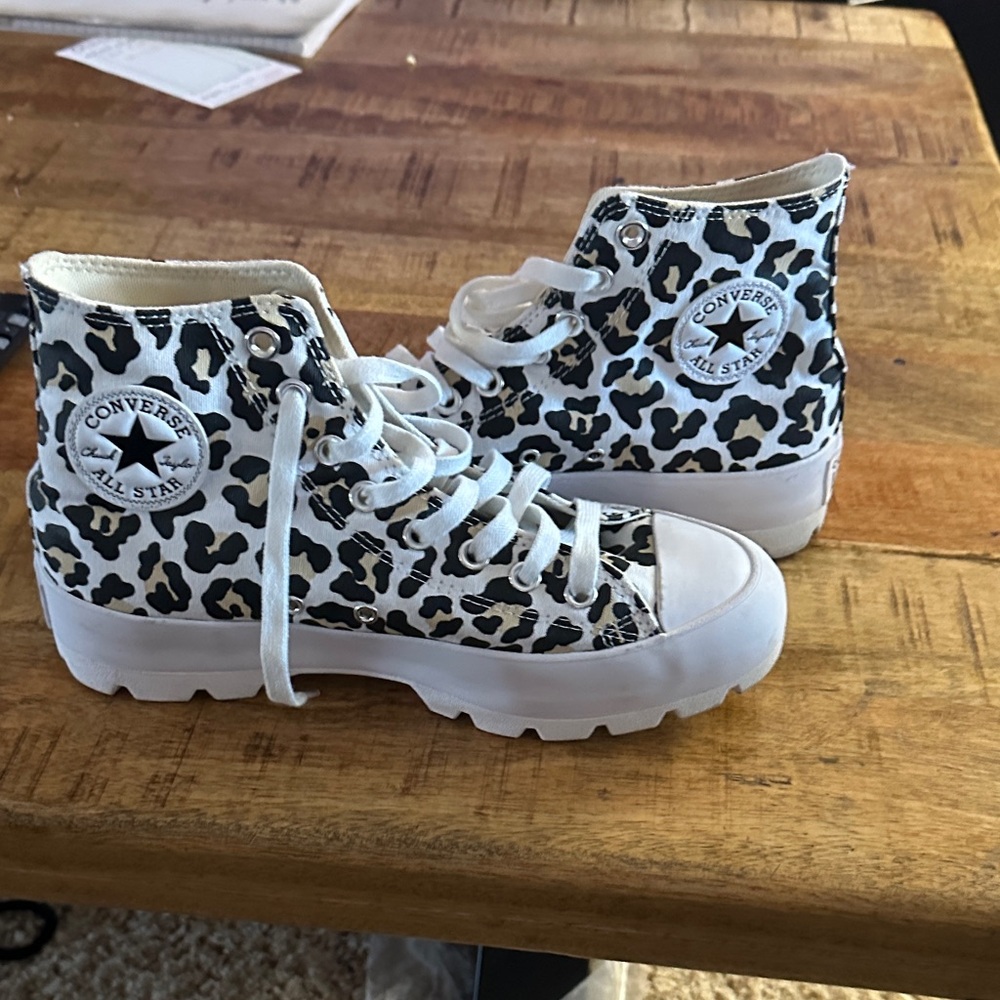 Converse Women's Leopard Print Sneakers. They’ve been worn 1 time.